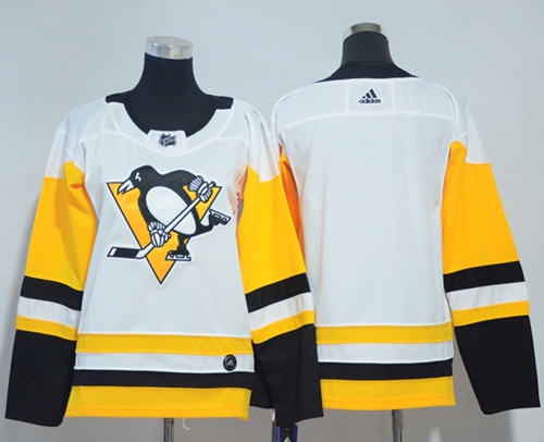 Adidas Pittsburgh Penguins Blank White Road Authentic Women Stitched NHL Jersey